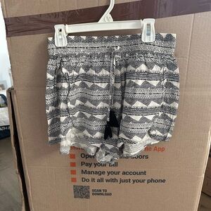 Patterned Black and White Women Shorts